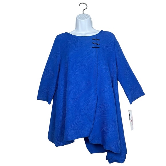 IC‎ Collection Connie K Blue Asymmetric Layered Tunic Top Size S Lagenlook NWT